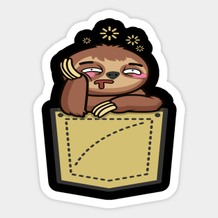 'Chillin' Sloth Pocket Tee' Funny Sloth Gift Sticker